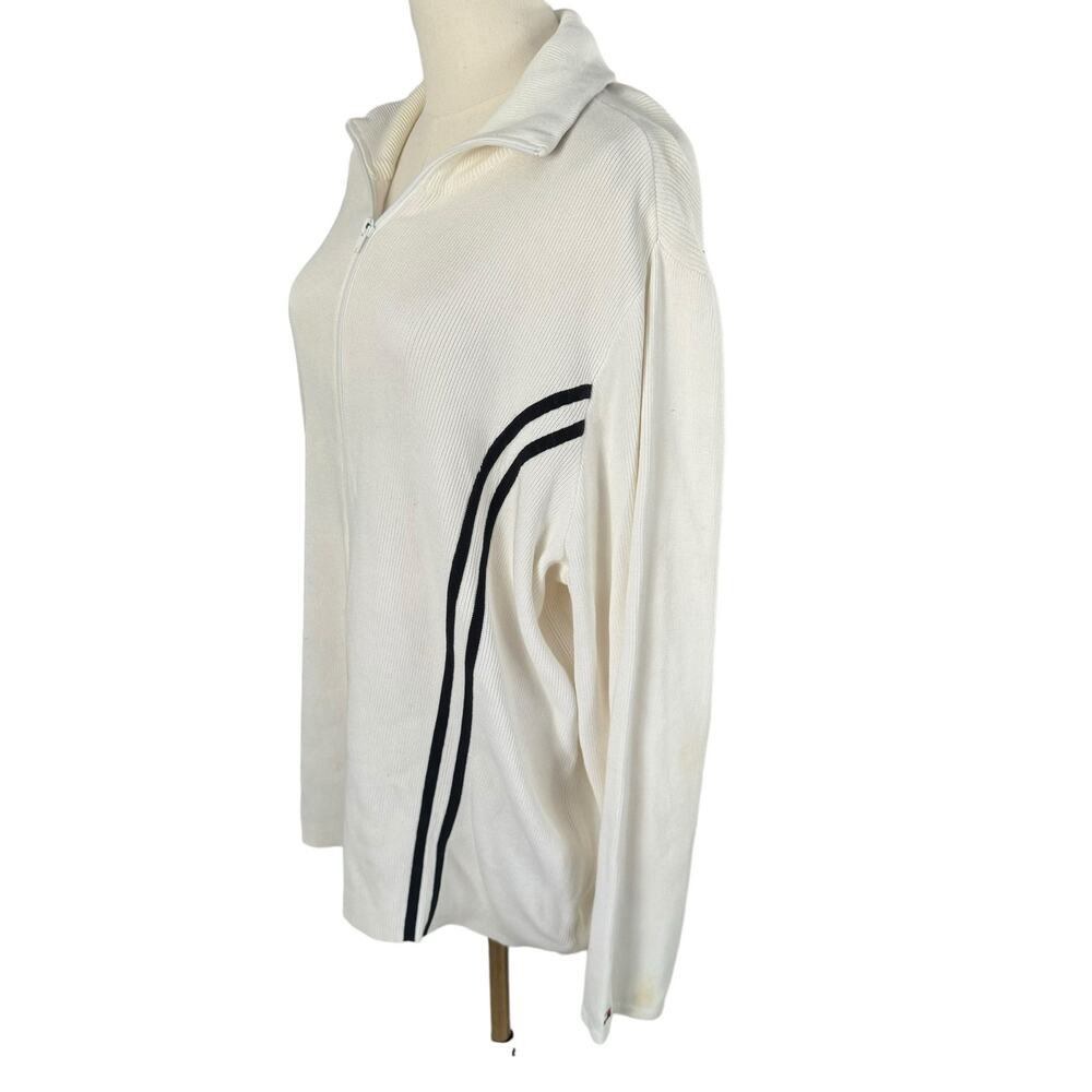 Tommy Hilfiger Vintage Zip-Up Sweater Jacket White Preppy Casual Rib Knit 2XL - Picture 7 of 16